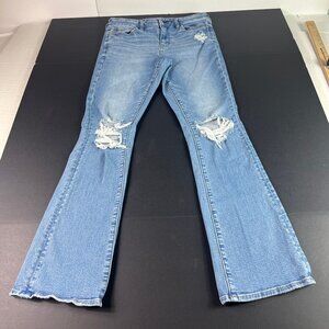 American Eagle Jeans Women 30x31* High Rise Skinny Kick Boot Blue Denim Tag 10 R